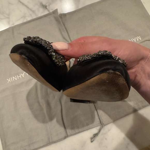 Manolo Blahnik Black Embellished Flats - Picture 7 of 7